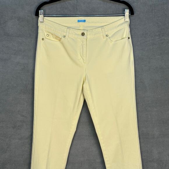 J Mclaughlin Pants Womens 6 Pale Yellow Lexi Jeans Pockets Stretch Casual Preppy - Picture 2 of 13